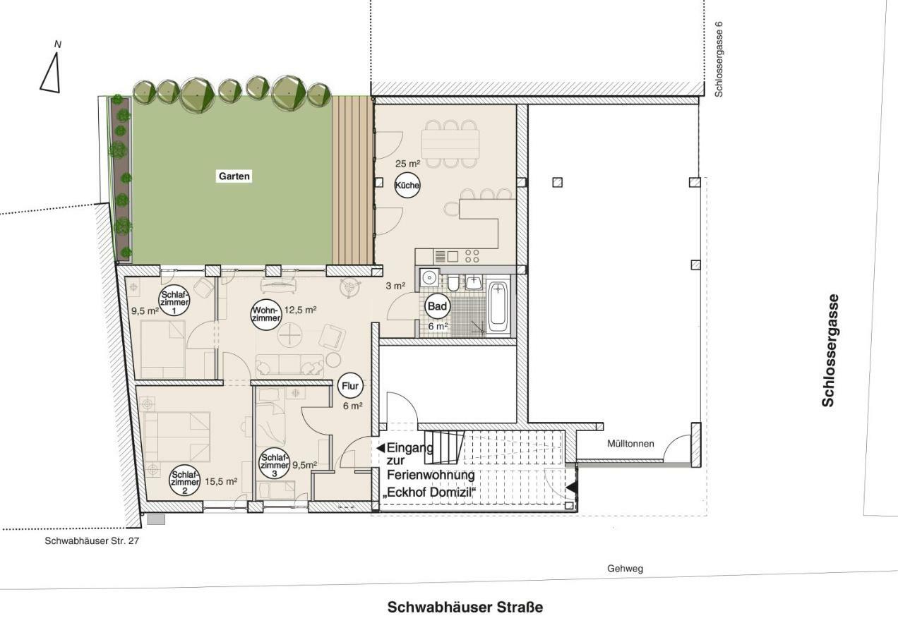 Eckhof Domizil - Grosszuegige Ferienwohnung Mit Kleinem Garten In Der Altstadt Von Gotha Exterior foto